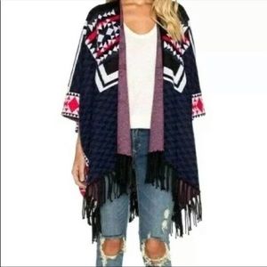 Ella Moss Aztec fringe cardigan sweater